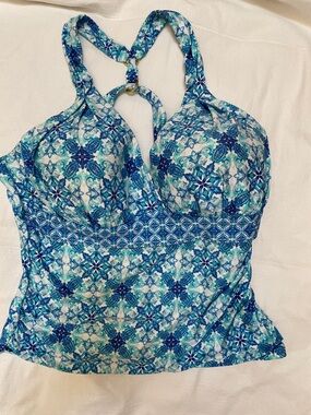 Blue Patterned Women’s Tankini Top